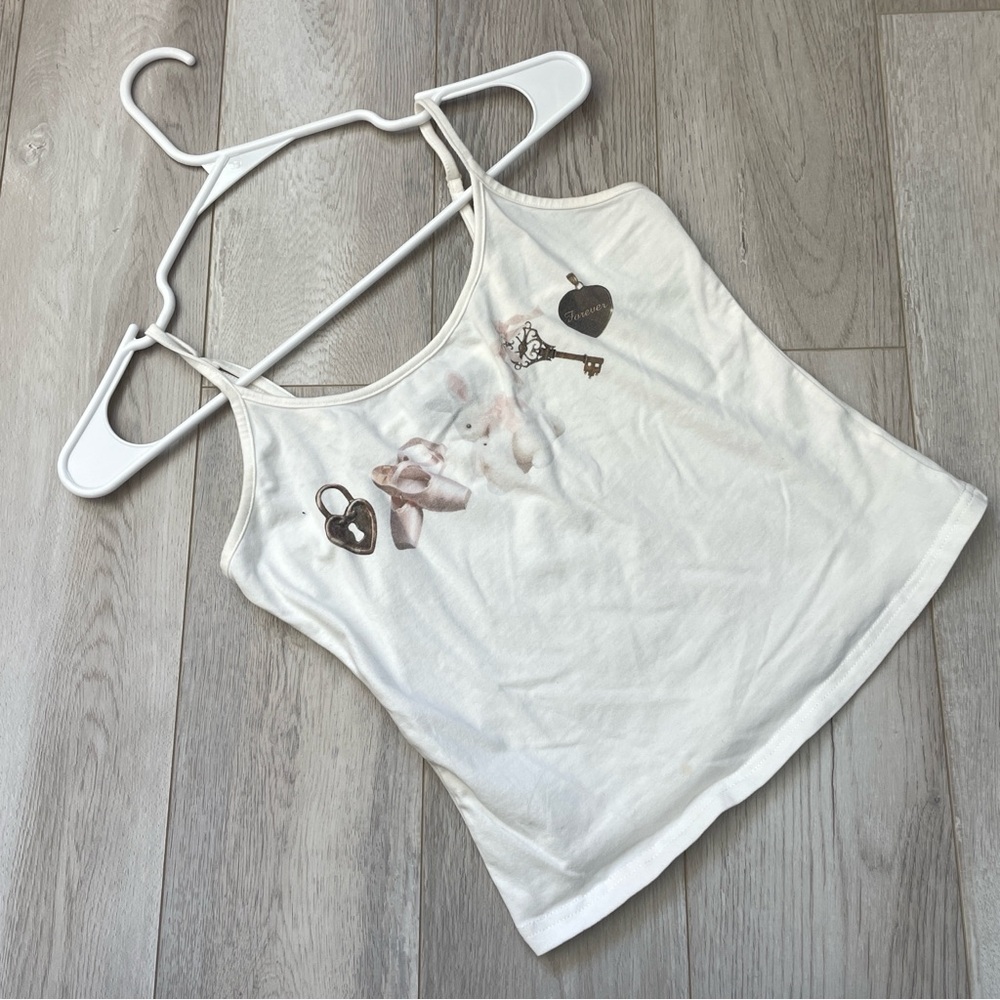 Balletcore Y2K Cami Tank Top truth or dare womens White (medium) casual summer